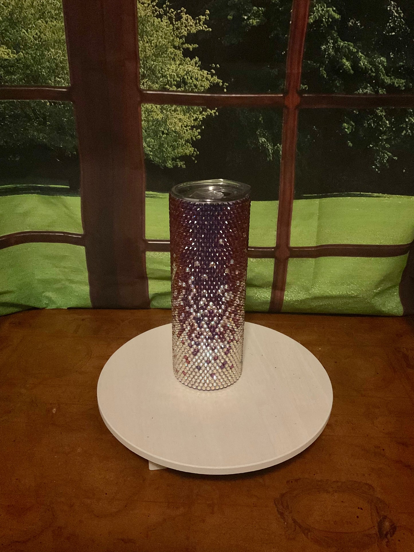 20oz Rhinestone Tumbler with a Purple Velvet ombré print