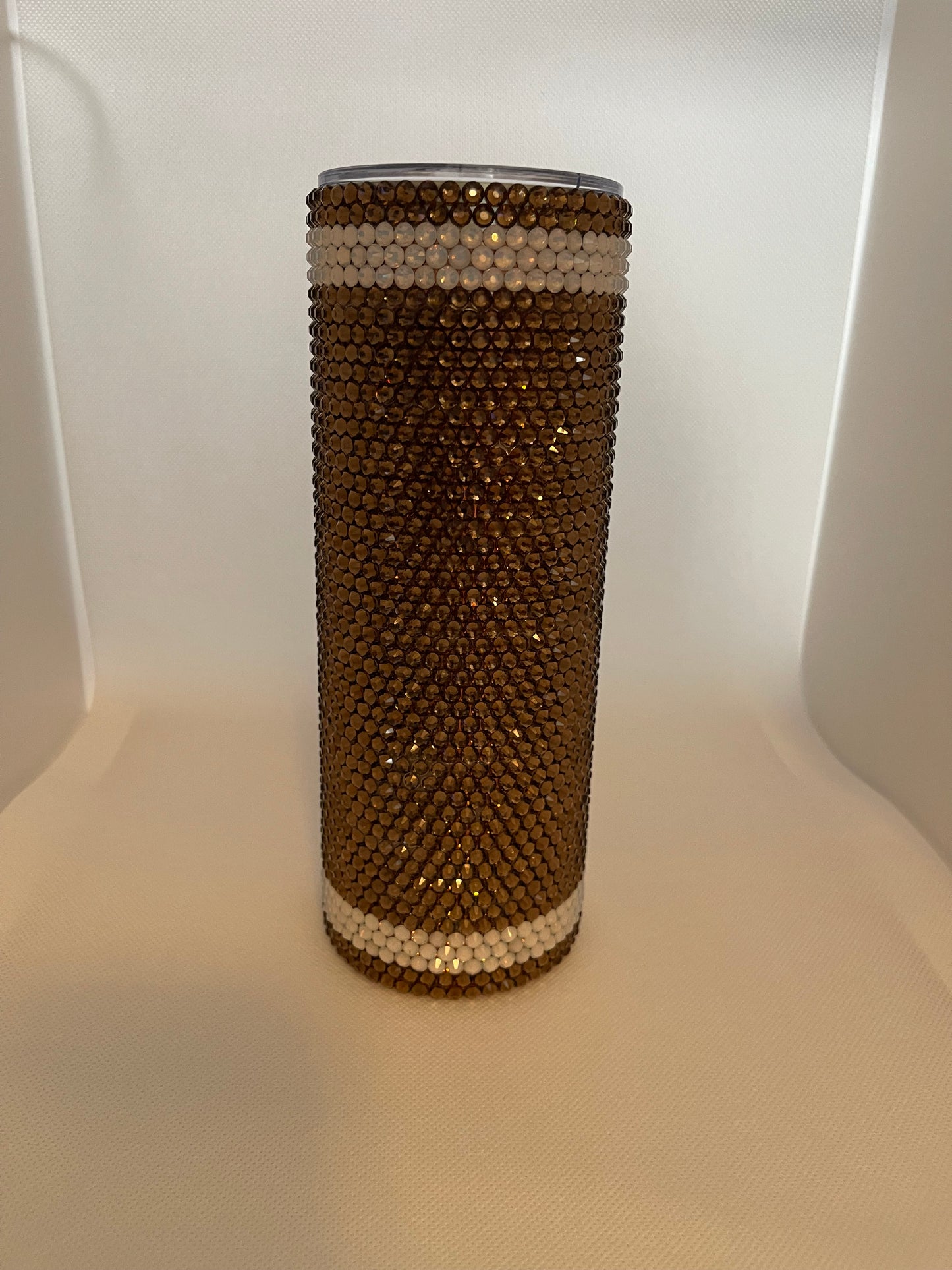 20oz Rhinestone Tumbler with a Football print