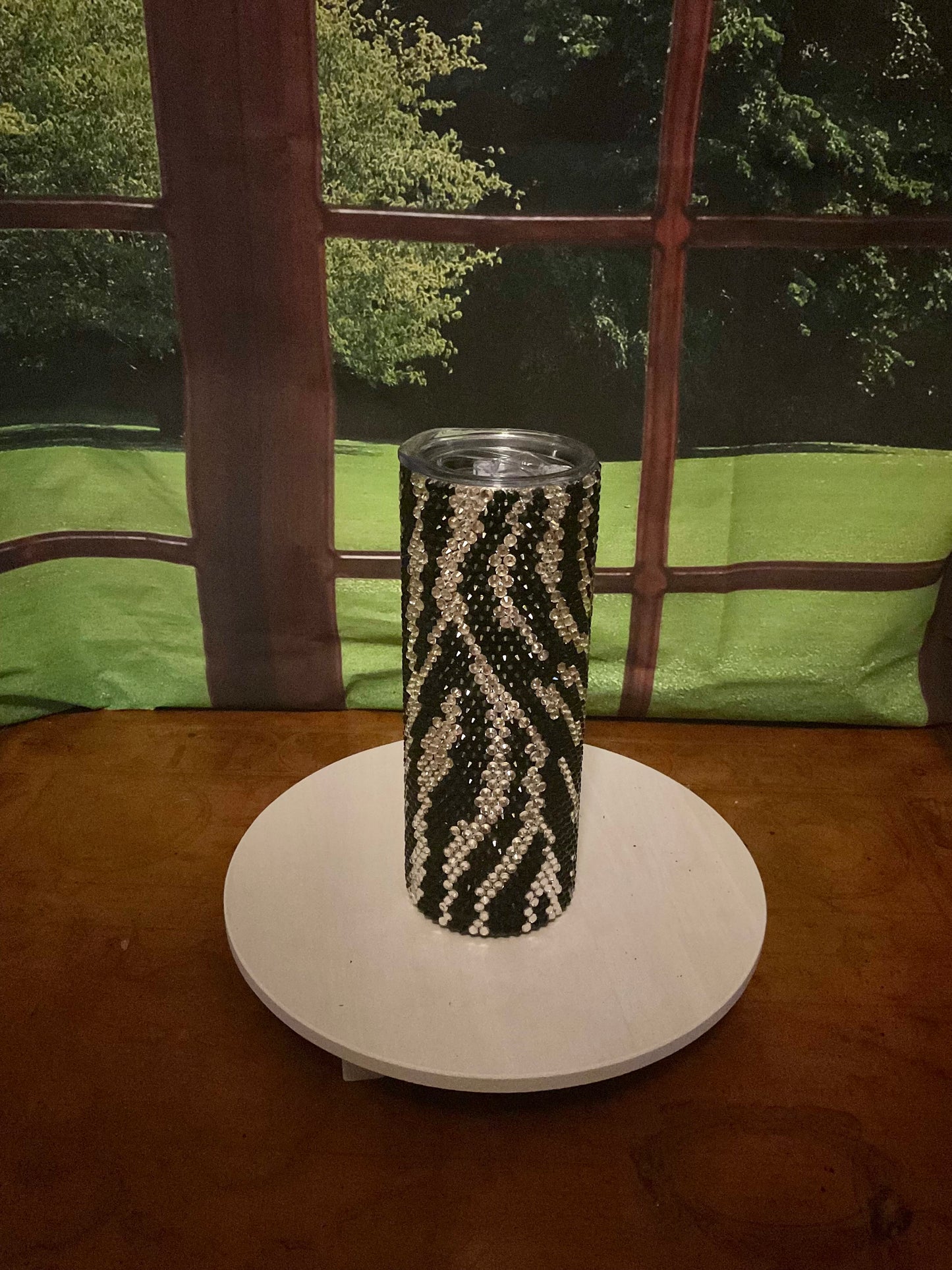 20oz Rhinestone Tumbler zebra print