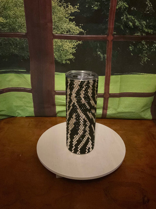 20oz Rhinestone Tumbler zebra print