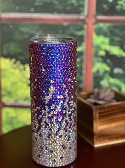 20oz Rhinestone Tumbler with a Purple Velvet ombré print