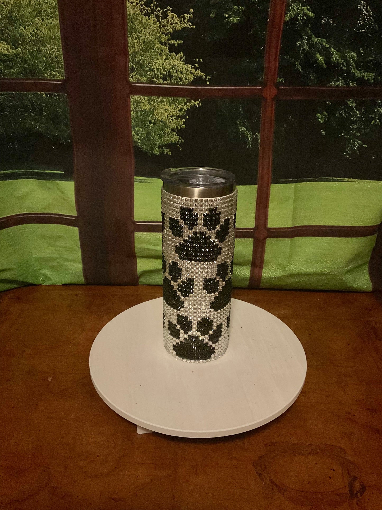 20oz Rhinestone Tumbler with a Paw print