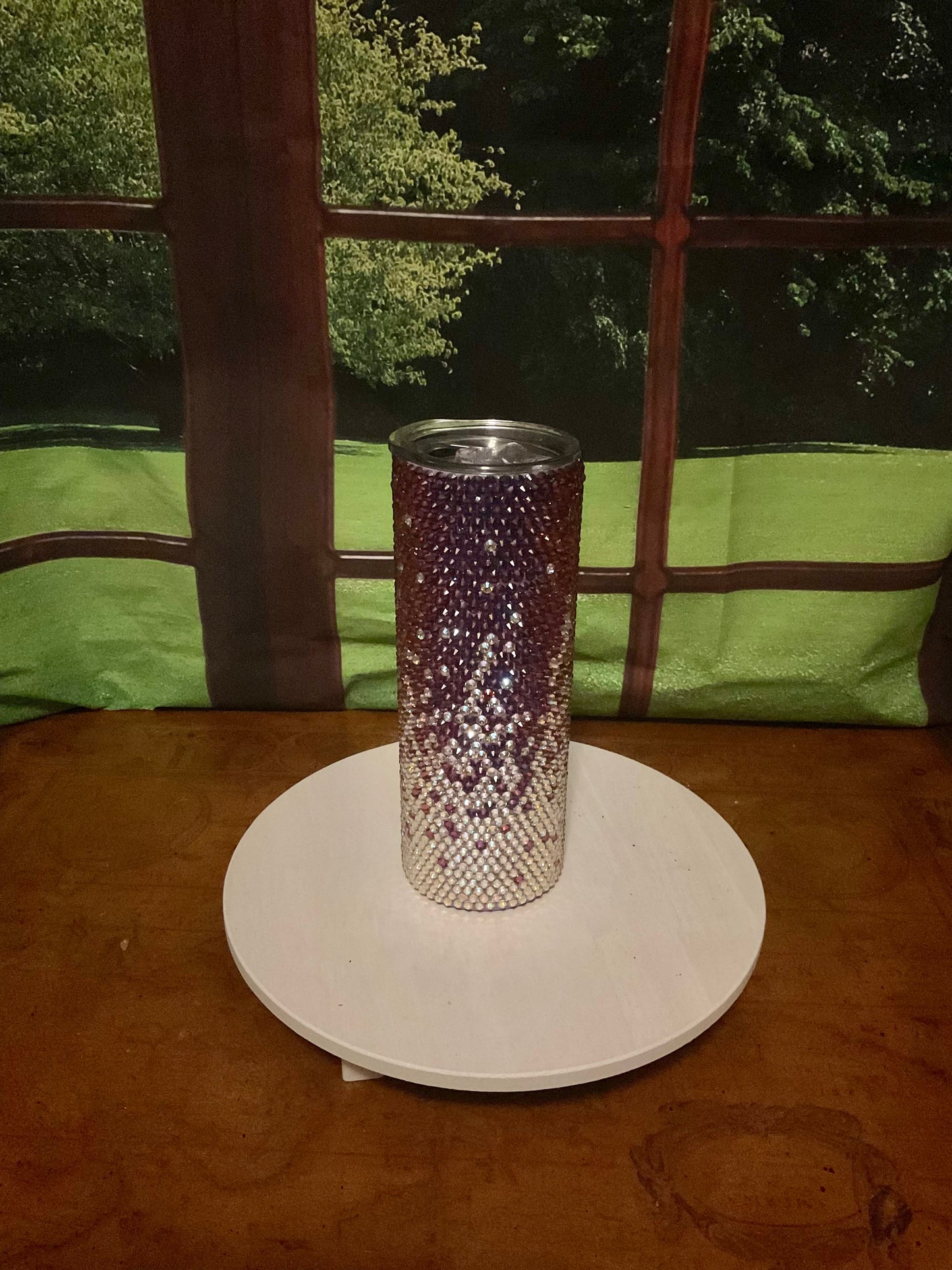 20oz Rhinestone Tumbler with a Purple Velvet ombré print