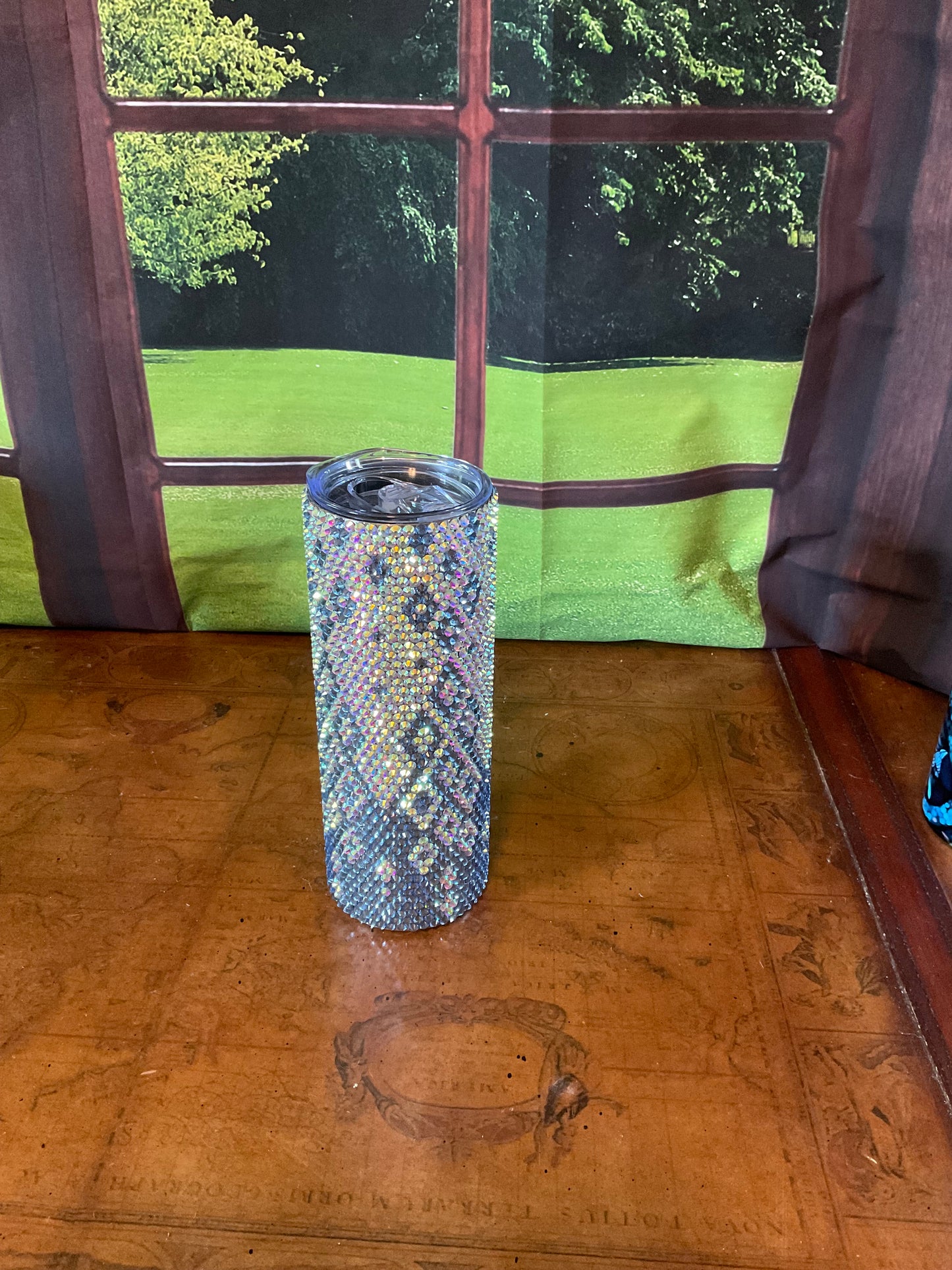 20oz Rhinestone Tumbler with a Light Blue Diamond print