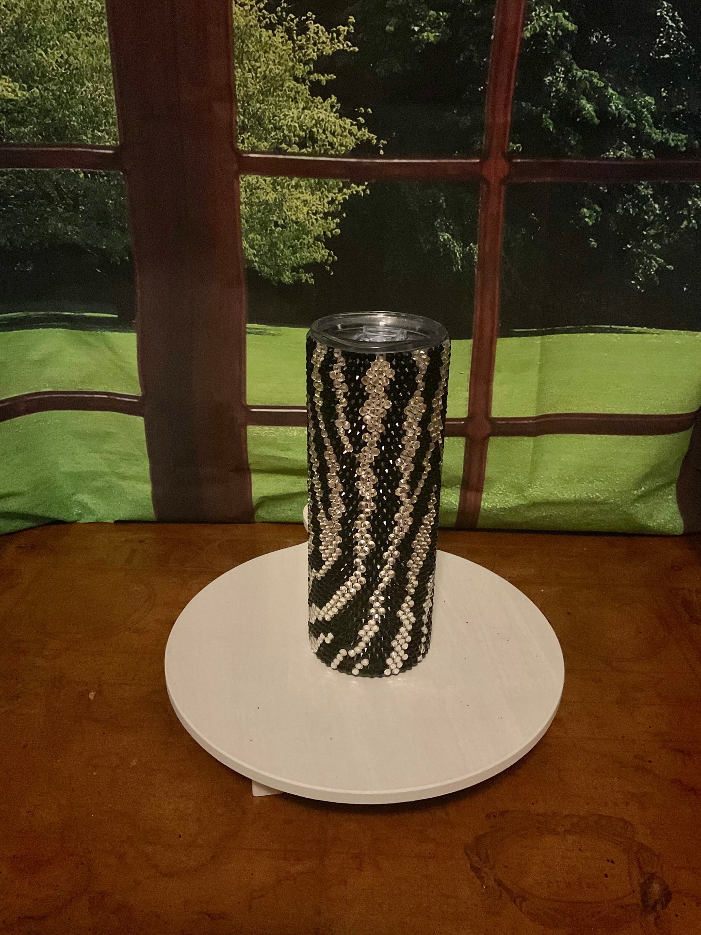 20oz Rhinestone Tumbler zebra print