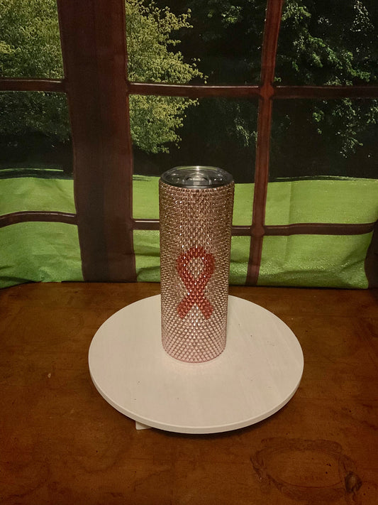 20oz Rhinestone Tumbler Awareness Ribbon print