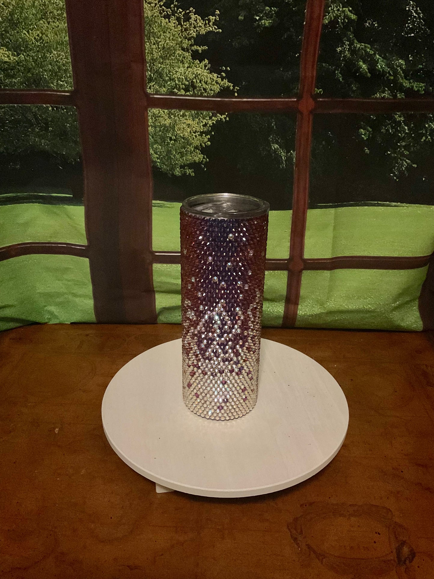 20oz Rhinestone Tumbler with a Purple Velvet ombré print