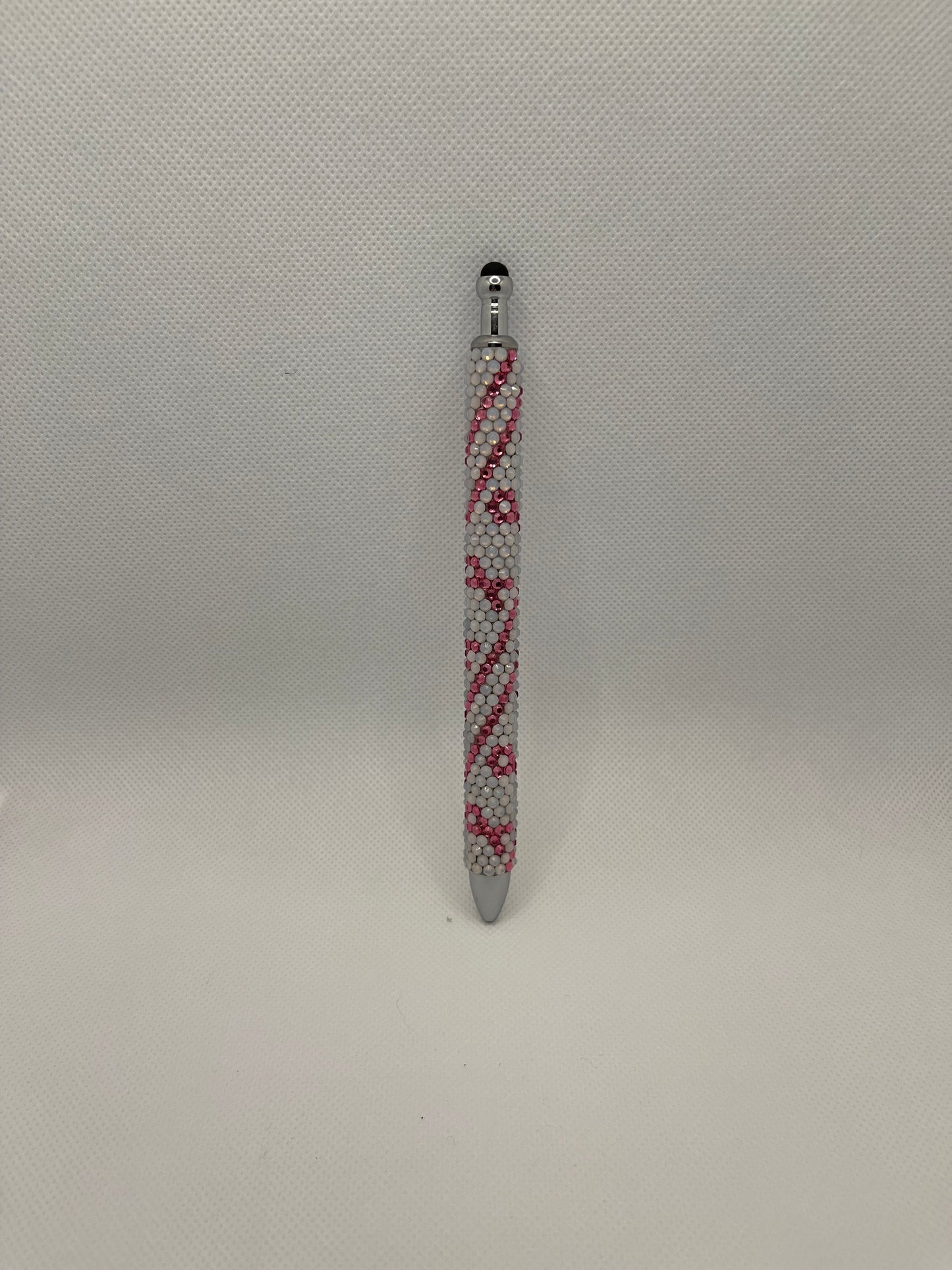 Rhinestone pen with awareness ribbon swirl pattern