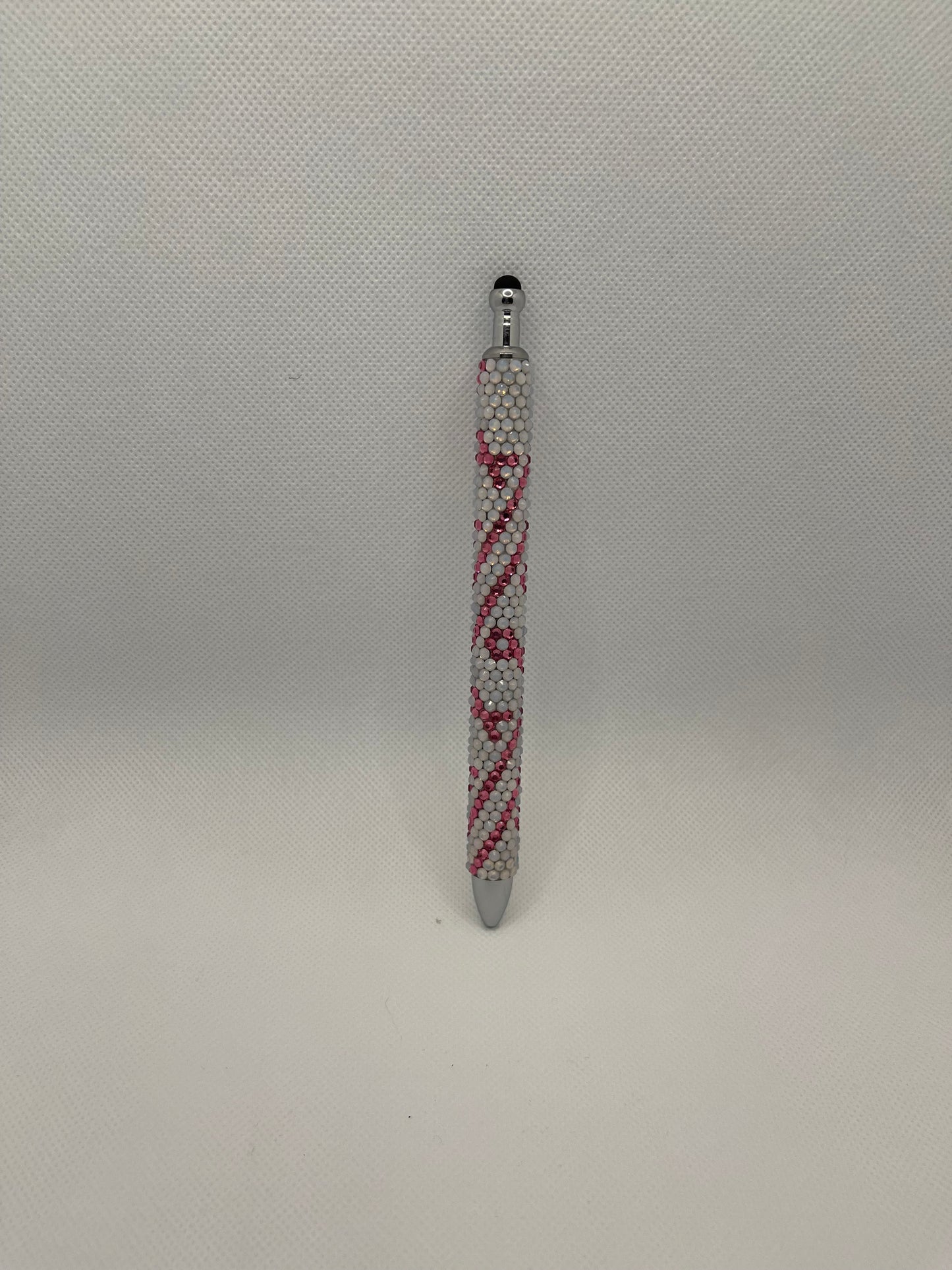 Rhinestone pen with awareness ribbon swirl pattern