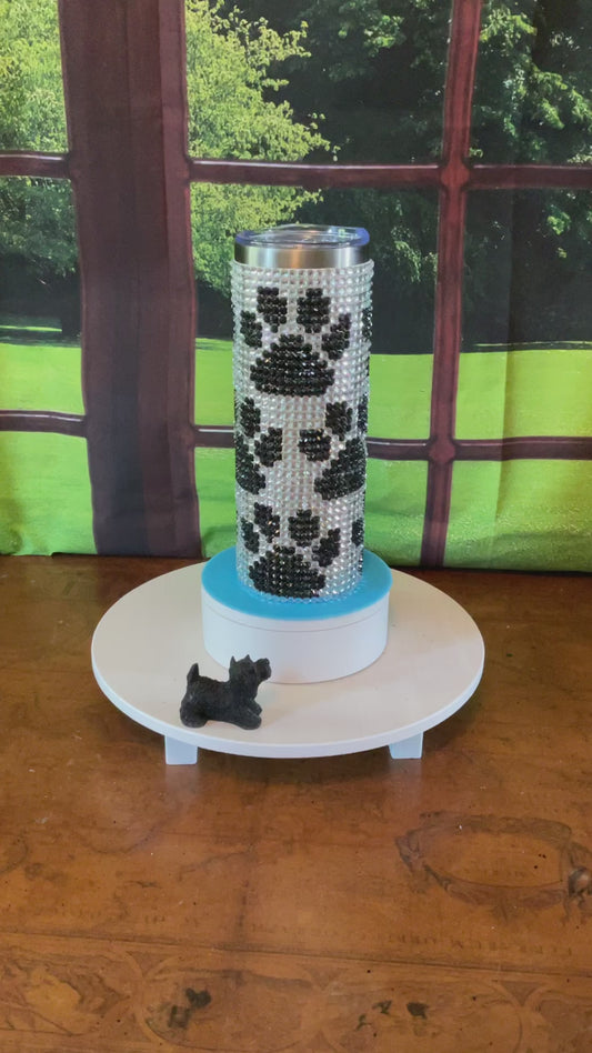 20oz Rhinestone Tumbler with a Paw print